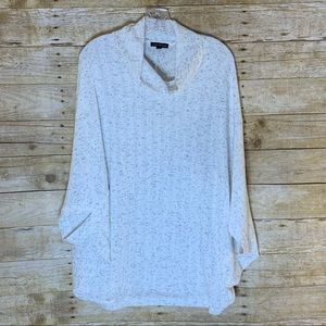 Lane Bryant Dolman Cowl Neck Poncho Top Sweater White w/ Blue Specks 18/20 NWOT